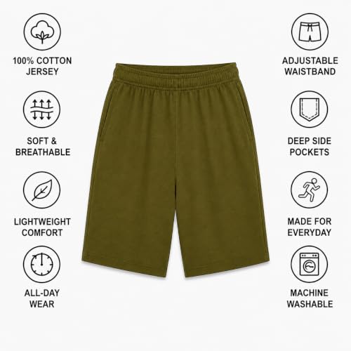 Image of Essential Elements Mens 3 Pack 100% Cotton Lounge Pajama PJ Shorts | Soft Breathable Knit With an Elastic Waist and Handy Pockets, Comfy for Sleep, Workouts and Relaxed Everyday Wear