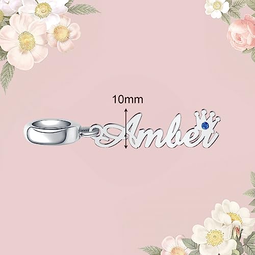 CharmSStory Personalized Birthstone Crown Custom Name Initial Letter Charms for Bracelets Customized Charms Compatible with Pandora Bracelets for Womens3