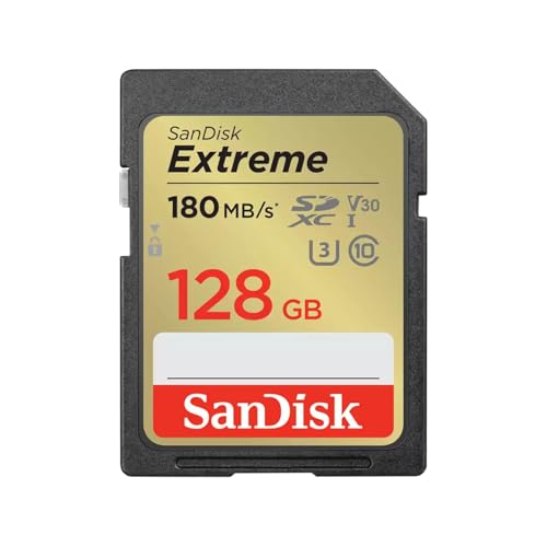 SANDISK 128GB Extreme SDXC UHS-I Memory Card - C10, U3, V30, 4K, UHD, SD Card - SDSDXVA-128G-GNCIN