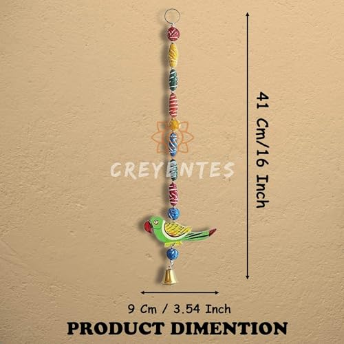 Image of CREYENTES Torans For Entrance Main Door For Stylish Decoration Hangings Home Thoranam Traditional Bandarba(Terracotta Parrot),92 Cm