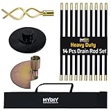 MY DIY 31ft Drain Rod Set 14Pcs Includes Easy Carry Storage Bag Plunger Double Worm Screw & Connectors Heavy Duty Sewer Gutter Cleaning Drain Unblocker Tool Reaches Up to 9.4m Length Domestic Home Use