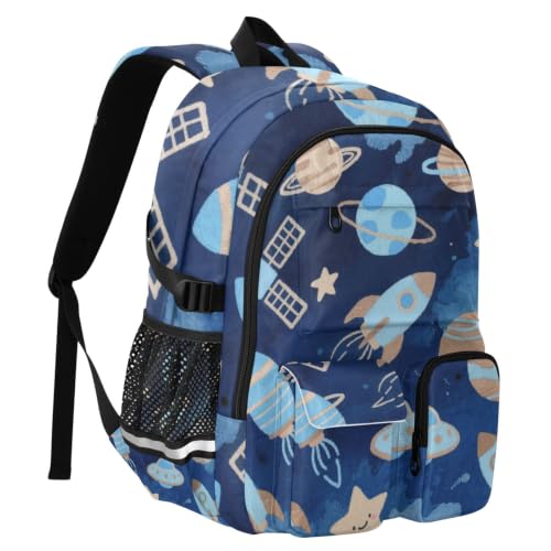 Mochilas de viaje azules con planeta de 17.5 pulgadas para estudiantes y negocios 2