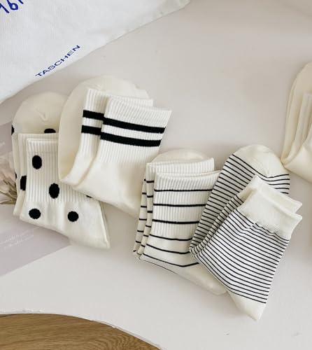 Women's Polka Dot & Striped Crew Cute Ankle Socks Size 5-92