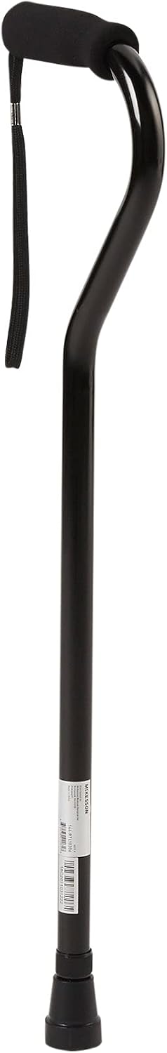 McKesson Cane, Offset-Handle, Aluminum, Black, Adjustable Height 30 in to 39 in, 1 Count