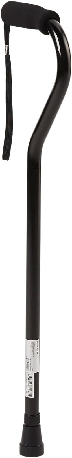 McKesson Cane, Offset-Handle, Aluminum, Black, Adjustable Height 30 in to 39 in, 6 Count