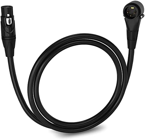 LyxPro 3 Feet Right Angle XLR Male to Female 3 Pin Mic Cord for Powered Speakers Audio Interface Professional Pro Audio Performance Camcorders DSLR Video Cameras and Recording Devices - Black