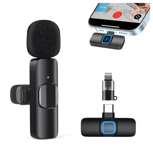 Microfono Wireless per iPhone/Androide, Plug&Play Microfoni Wireless Professionali Riduzione del Rumore per TikTok,Youtube,Vlog Registrazione Video, Live Stream, Microfono Lavalier Wireless