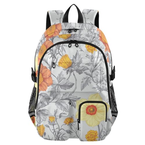 Mochila escolar de flores amarillas para adolescentes que van a la universidad o viajan de negocios