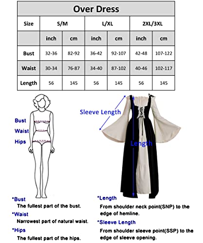 Abaowedding HS0809-RO1 Womens'S Medieval Renaissance Costume Cosplay Chemise And Over Dress Small/Medium Rose And Ivory thumb #4