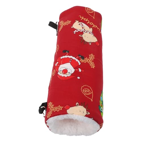 Hohopeti Zusammenklappbarer Kleintiertunnel für Kaninchen und Hamster Weicher Winter Wärmetunnel mit Festlichem Weihnachtsmuster Geeignet für Meerschweinchen und Kätzchen