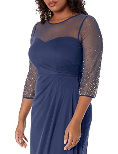 Image of Alex Evenings Women's Long A-line Mother of The Bride Dress with Illusion Neck and Sleeves (Petite and Regular Sizes)