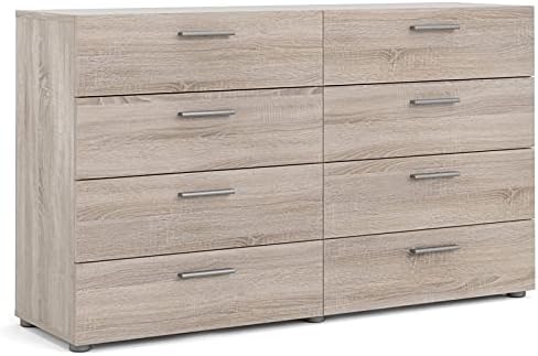 Austin 8-Drawer Double Dresser - Modern White High Gloss & Oak Structure - By Tvilum