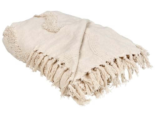 Couverture coton boho 150x200 cm beige Khari Beliani