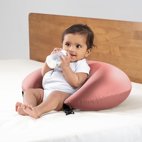 Image of Wakefit Nursing Pillow for Breastfeeding & Baby Care | 5 in 1 Feeding Pillow with Removable Cover | Super Soft & Machine Washable Velvet Cover | Pink