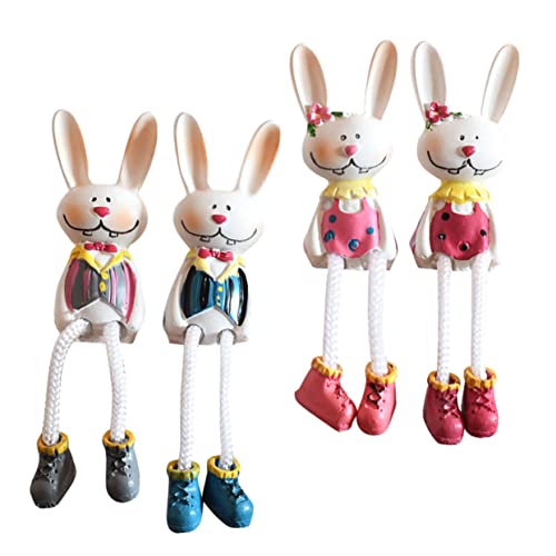 MAGICLULU 4 Piezas Decoraciones De Pascua Canasta De Chocolates Figuritas para Exteriores Figura De Pascua De Peluche Decoración del Conejo Mesa Niña Bebé Marioneta Chico Resina