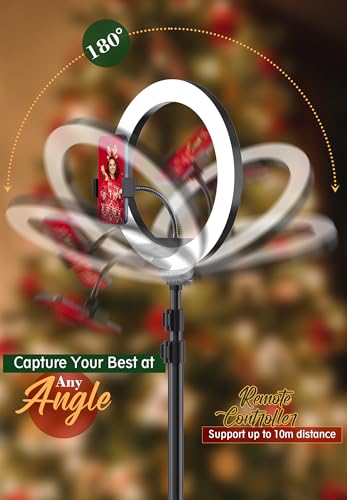 10 inch Ring Light with Tripod Stand & Phone Holder, Selfie Ringlight with Remote for Phone, 56" Tall Circle Light, LED Ring Lamp for Makeup, Video Recording, Conferencing, TikTok, Twitch - Image 5