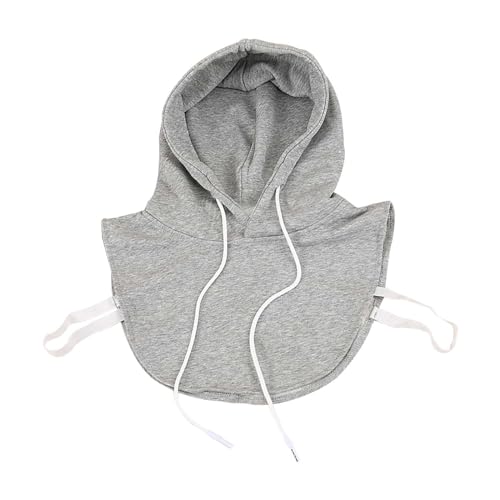 Image of Unisex Universal Pullover Hoodie Detachable Hooded Solid Color Half Sweatshirt with Hat Fake Collar Pullover Shirt Blouse Hoodie Cotton false collar Elegant for Women Girls Grey