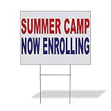 Fastasticdeals Weatherproof Yard Sign Summer Camp Now Enrolling Red Blue Lawn Garden Campgrounds 18x12 Inches 1 Side Print