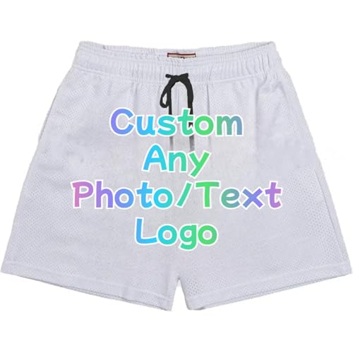 Image of Custom Personalized Shorts for Men and Women Add Your Logo Photo Text Summer Casual Sports Trousers for Beach and Travel Color1,M