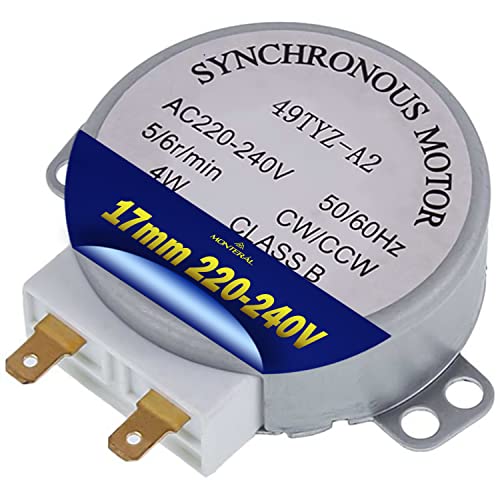 Synchrone Moteur Electrique 49TYZ-A2 pour Plateau Micro Onde Universel Hauteur du Rouleau 17 mm x Ø 7 mm 4W 220-240V 50/60Hz 5-6Rpm CW/CCW pour de Nombreux...