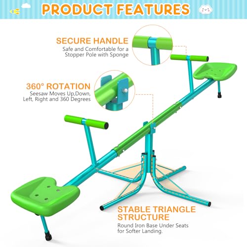 Amictoy Teeter Totter for Kids, Sit and Spin Seesaw for Toddlers Age 3-9, Heavy Duty Toys for Indoor and Outdoor, Safety Certified - Thumbnail 7