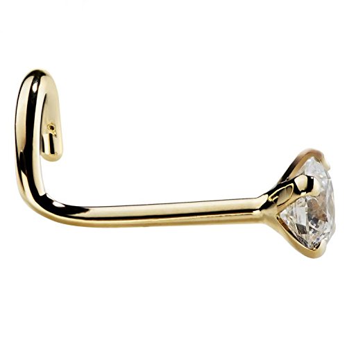 Freshtrends 3Mm Cubic Zirconia 14K Yellow Gold Nose Ring Twist Screw - 20G #TOP2