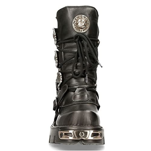 New Rock 391 S1 Reactor Boots Goth Metallic Unisex Black Calf Length - Black 13 Us #TOP2