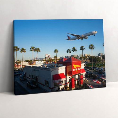 Image sur toile 80x60cm d'un avion décollant à Los Angeles pour décoration murale