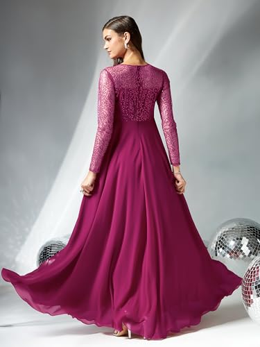 Image of Miss Chase Women's Long Sleeve Sequin Maxi Dress