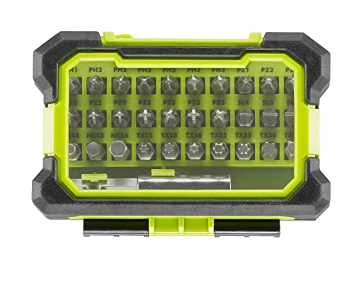RYOBI Bit-Set 31-tlg. RAK31MSDI (Phillips-, Pozidrive-, Hexagon-, Torx-Bit, magnetische Spitze, Magnetbithalter 60mm mit Quick Lock)