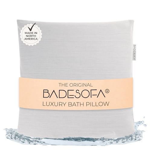 BADESOFA® Luxury Bath Pillow M - Lusciously Soft & Comfortable Tub Pillow for Bathtub - Washable & Quick-Drying Bath Back Pillow - Non-Slip Full Body Tub Pillow - Luxury Spa Cushion in Grey