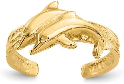 14k Yellow Gold Dolphin Toe Ring