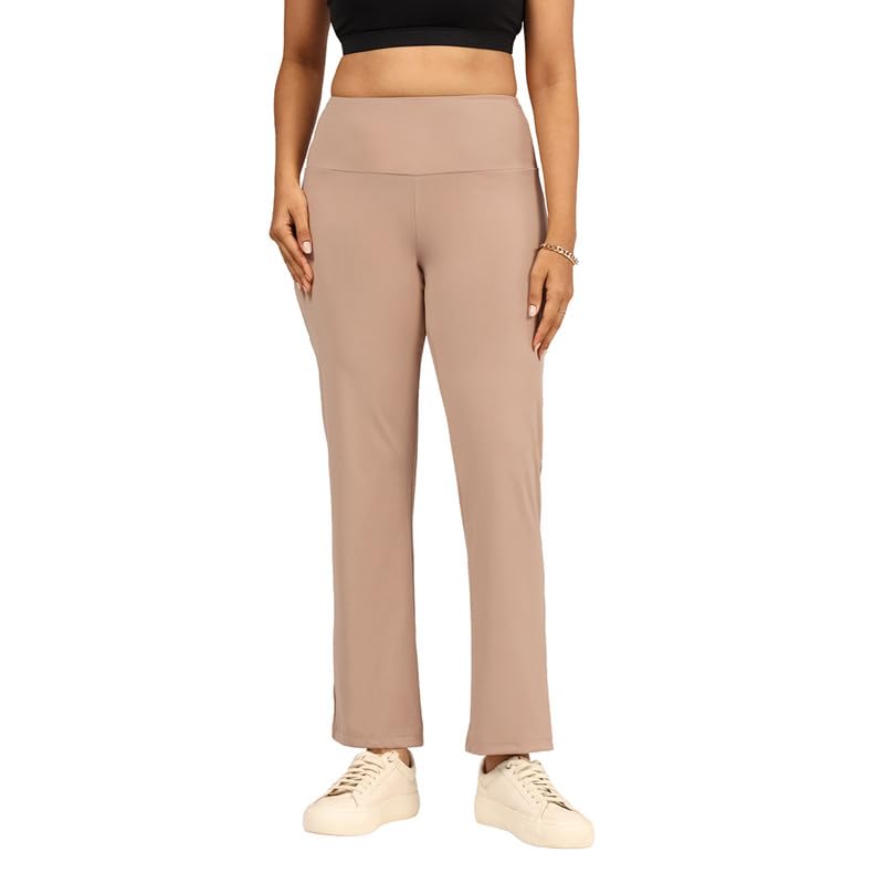 BlissClub Ultimate Straight Pants Trousers for Women with High Waist, Formal Pant for Women Office Wear with Wide Waistband