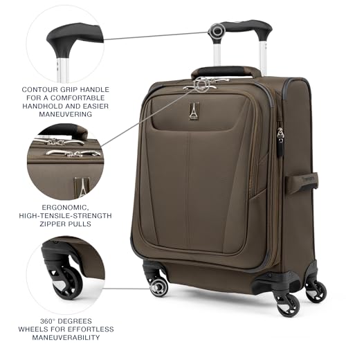 Image of Travelpro Maxlite 5 Softside Expandable Luggage with 4 Spinner Wheels, Lightweight Suitcase, Men and Women, International, Mocha, Carry-on 19-Inch