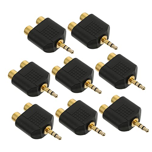 Angoily 3,5mm Stereo Audio Splitter Adapter 8 Stück Y-Klinkenstecker 2 Cinch Buchsen Langlebiger Legierungsanschluss Rauschfreie Signalübertragung Für Mikrofone Mischpulte Subwoofer