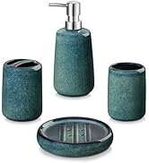 vancasso Green Bathroom Accessories Set, Ceramic Soap Dispenser and Toothbrush Holder Sets, Stone...