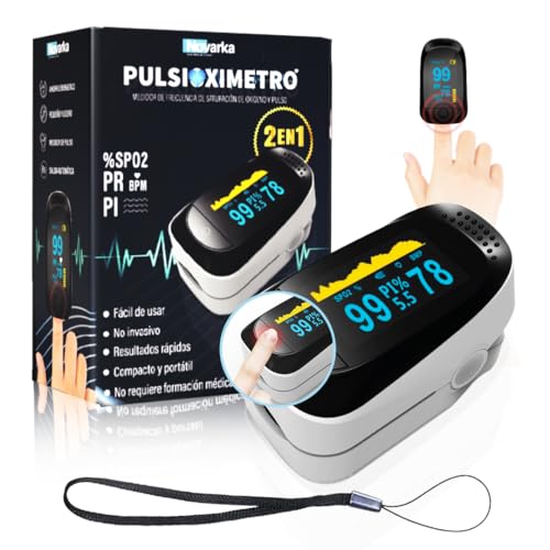 ALTERIA® Pulsioximetro de Dedo Profesional PREMIUM - Oximetro y Pulsometro EXCLUSIVO Medidor de Oxigeno en Sangre Dedo - Saturador Oxigeno Dedo HOMOLOGADO con Pantalla LED y Apagado Automático.