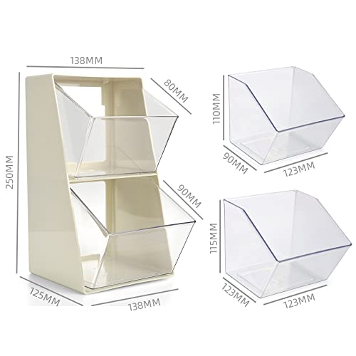 BILLION GOLD Versatile Detachable Tea Bag Holder, Transparent Coffee Station Organiser with 2 Tiers for Pods, Snacks, Sugar, and Tea Bags - Perfect Acrylic Storage for Kitchen, Home, and Office (White) - Image 5