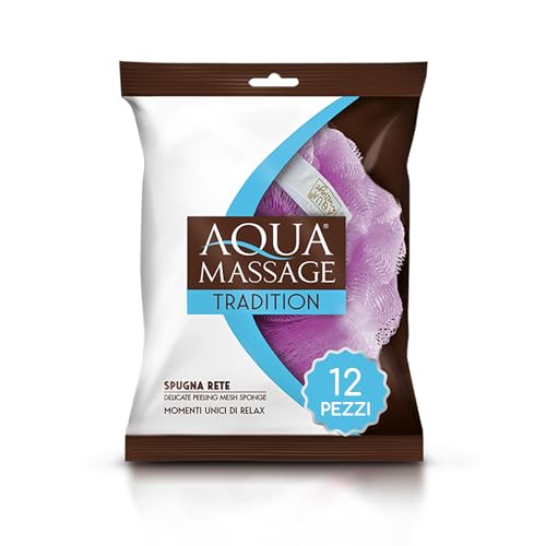 ARIX | 12 esponjas para red de baño y ducha de la línea Aqua Massage Tradition, esponja suave trama de red, esponja exfoliante delicada, anticelulitis, reactiva la microcirculación, esponja relax – 12