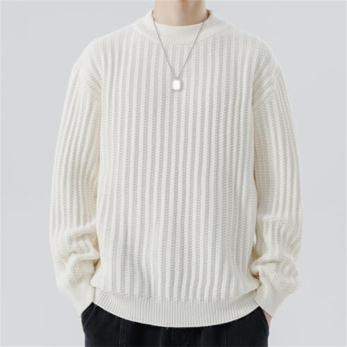 Sweater Men's Basic Sweater Warm Pit Striped Sweater Men's Fall Pullover Crew Neck(Medium)4