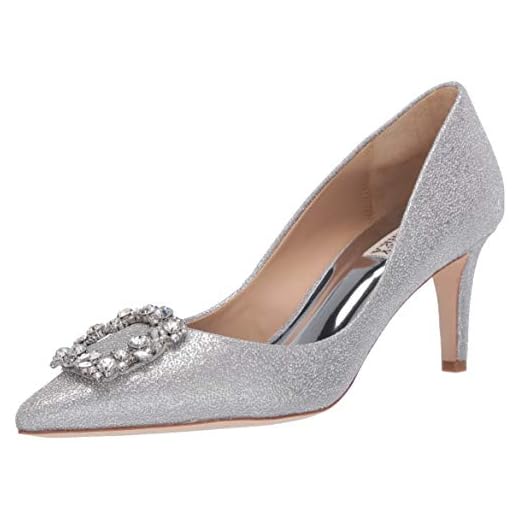 Badgley Mischka Women's Carrie Pump, Silver, 7 M US