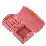 Pequeño y Elegante Organizador de Joyas Hecho de Terciopelo Suave, Compartimento de Doble Capa para Viajes, Ideal para Anillos y Pulseras Mientras Viaja (PINK)