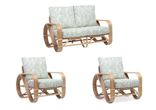 Image of Desser Pretzel Natural Rattan 2 Seater Sofa & 2 Armchairs Set in Tropical