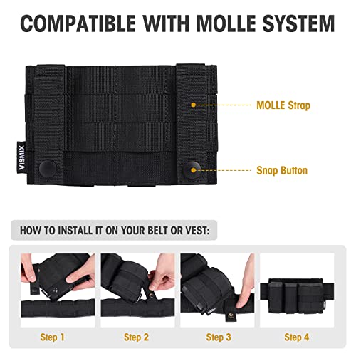 Vismix 9Mm Pistol 5.56Mm Ar15 Rifle Magazine Pouch Set, Tactical Molle Mag Pouch With Quick Release Kydex Insert Black #TOP4