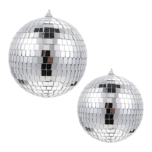 iplusmile 2pezzi Sfere Da Discoteca Riflettenti Palla Da Discoteca Argentata Decorazioni Appendere Per Feste e Matrimoni Per Locali Notturni