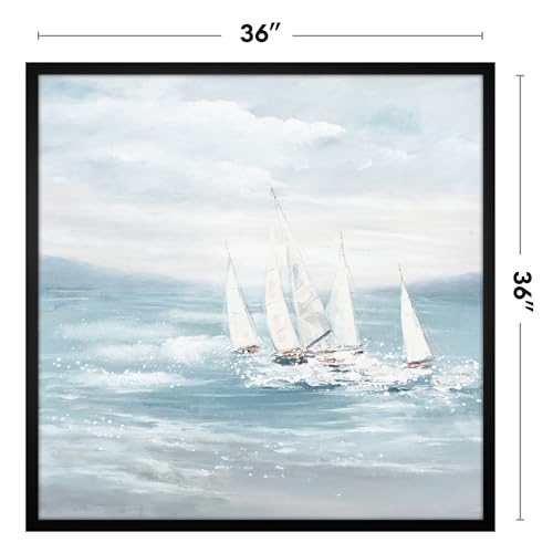 Image of Americanflat 36x36 Picture Frame with Polished Plexiglass - Streamline Collection - Thin Border Square Frame for Wall Display - Hanging Hardware Included - Black