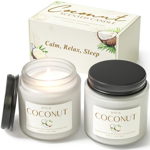 BOYUJK Coconut Candles Gifts for Women Coconut Candles Gift Set for Women Scented Candles Relieves Stress Relaxation Gifts for Men and Women