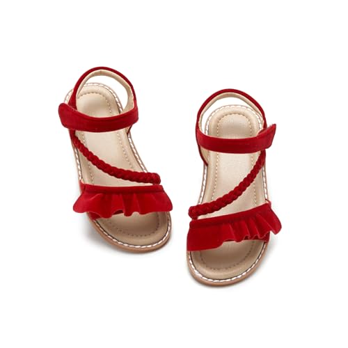 Image of ESTINE Toddler /Little Kid Girls Dress Cross Strappy Open Toe Sandals Princess Flats Summer Flower Girl Shoes