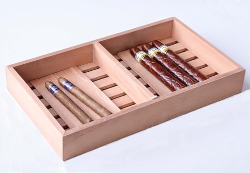 Woho Spanish Cedar Cigar Tray with Adjustable Divider & 6 Count Sheets Cedar Cigar Tray for Large Cigar Humidor Cabinet/Tupperdor Cedar Wood Tray for Cigar Storage/Organization/Aging (12X7X1.57)
