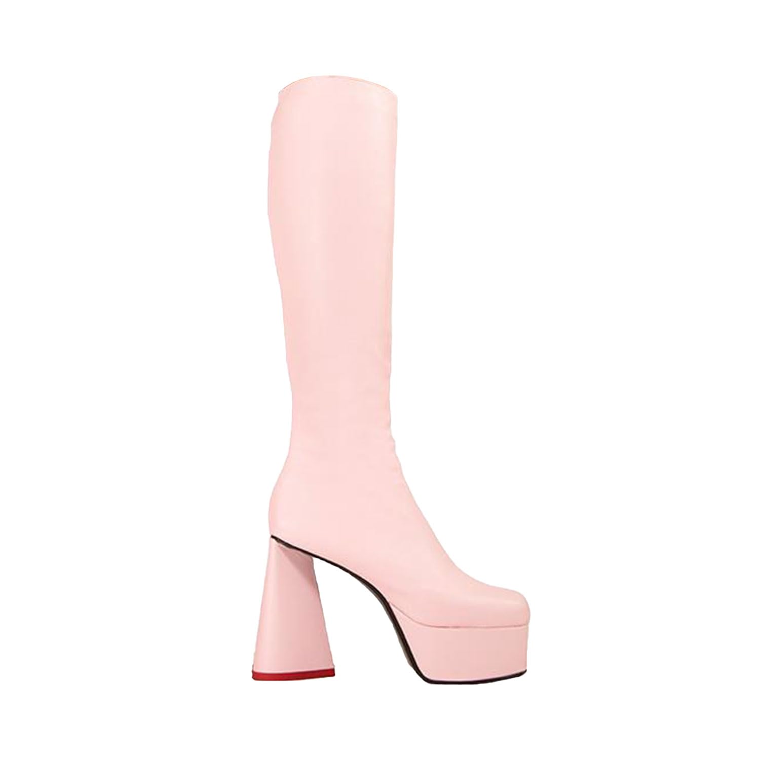 Lamoda Sweet Talker Pink PU Platform Knee High Boots for Women, Bold Fashion Statement Footwear with High Platform Heel, Comfortable Fit, for Parties and Street Style, UK7